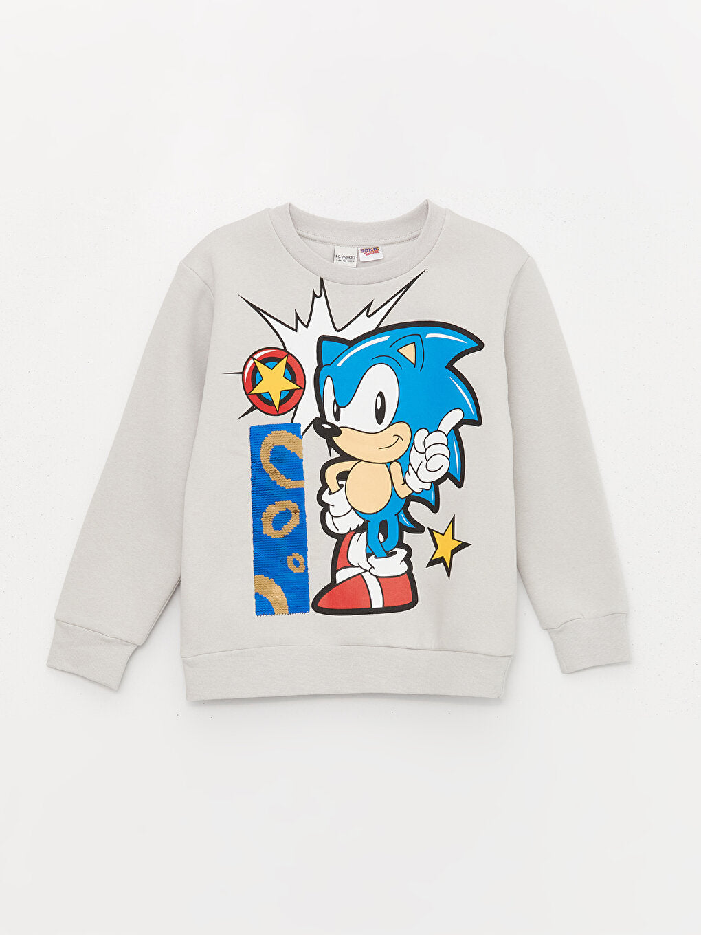 Crew Neck Sonic Printed Long Sleeve Boy's Sweatshirt