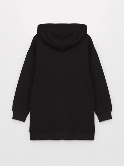 Hooded Plain Long Sleeve Women's Sweatshirt Tunic