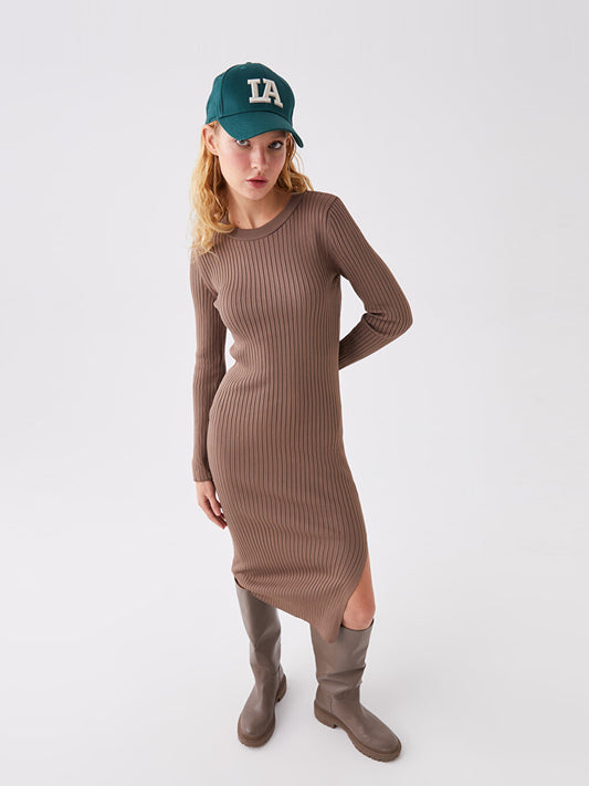 Crew Neck Straight Long Sleeve Women's Knitwear Dress