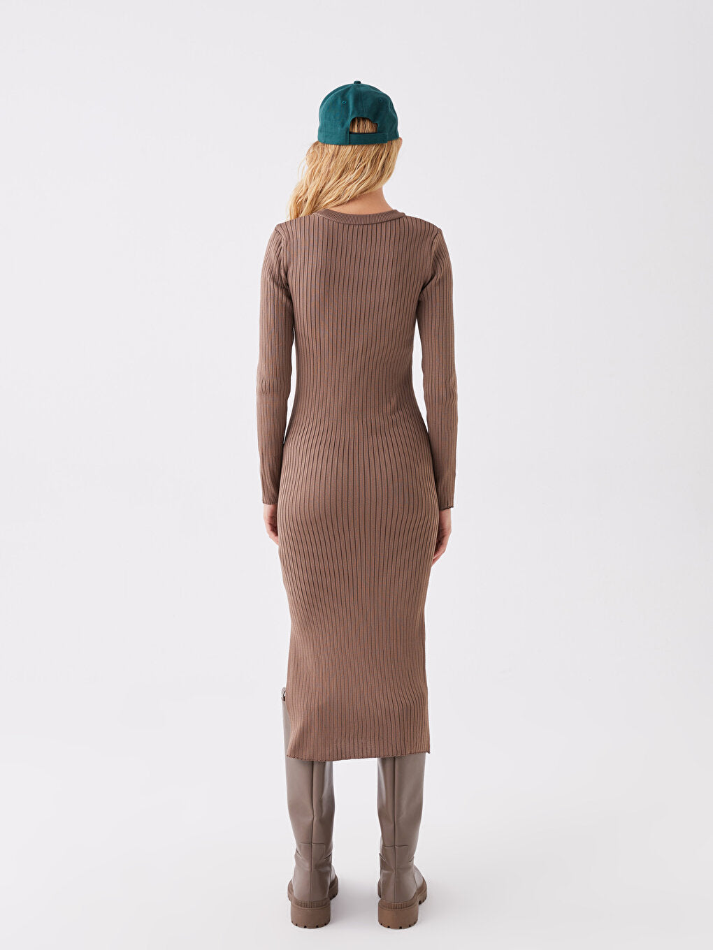 Crew Neck Straight Long Sleeve Women's Knitwear Dress