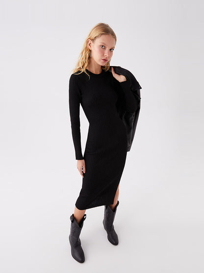 Crew Neck Straight Long Sleeve Women's Knitwear Dress