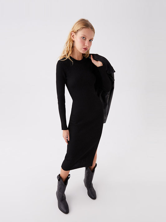 Crew Neck Straight Long Sleeve Women's Knitwear Dress