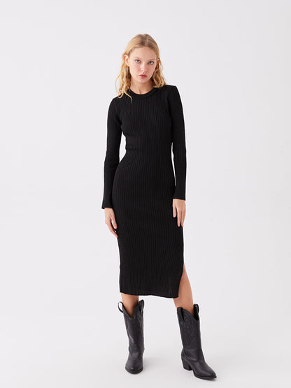 Crew Neck Straight Long Sleeve Women's Knitwear Dress