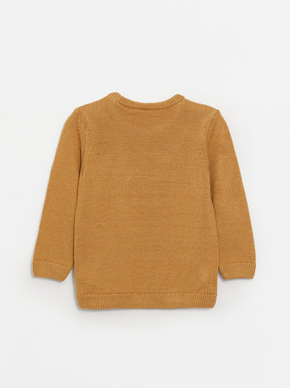 Crew Neck Long Sleeve Patterned Baby Boy Knitwear Sweater