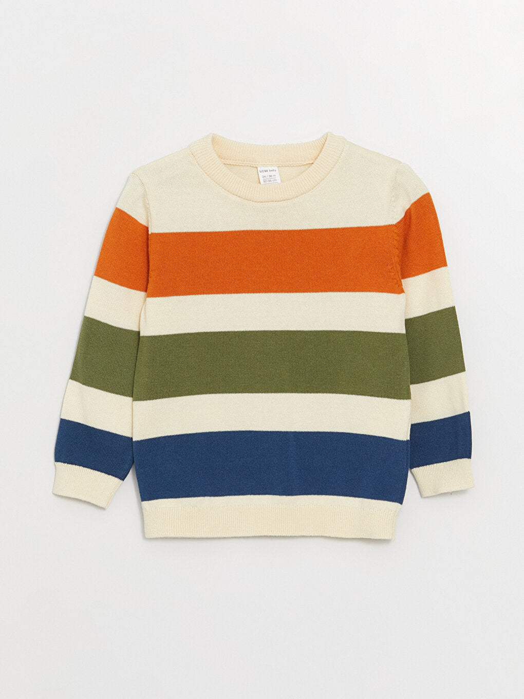 Crew Neck Long Sleeve Striped Baby Boy Knitwear Sweater