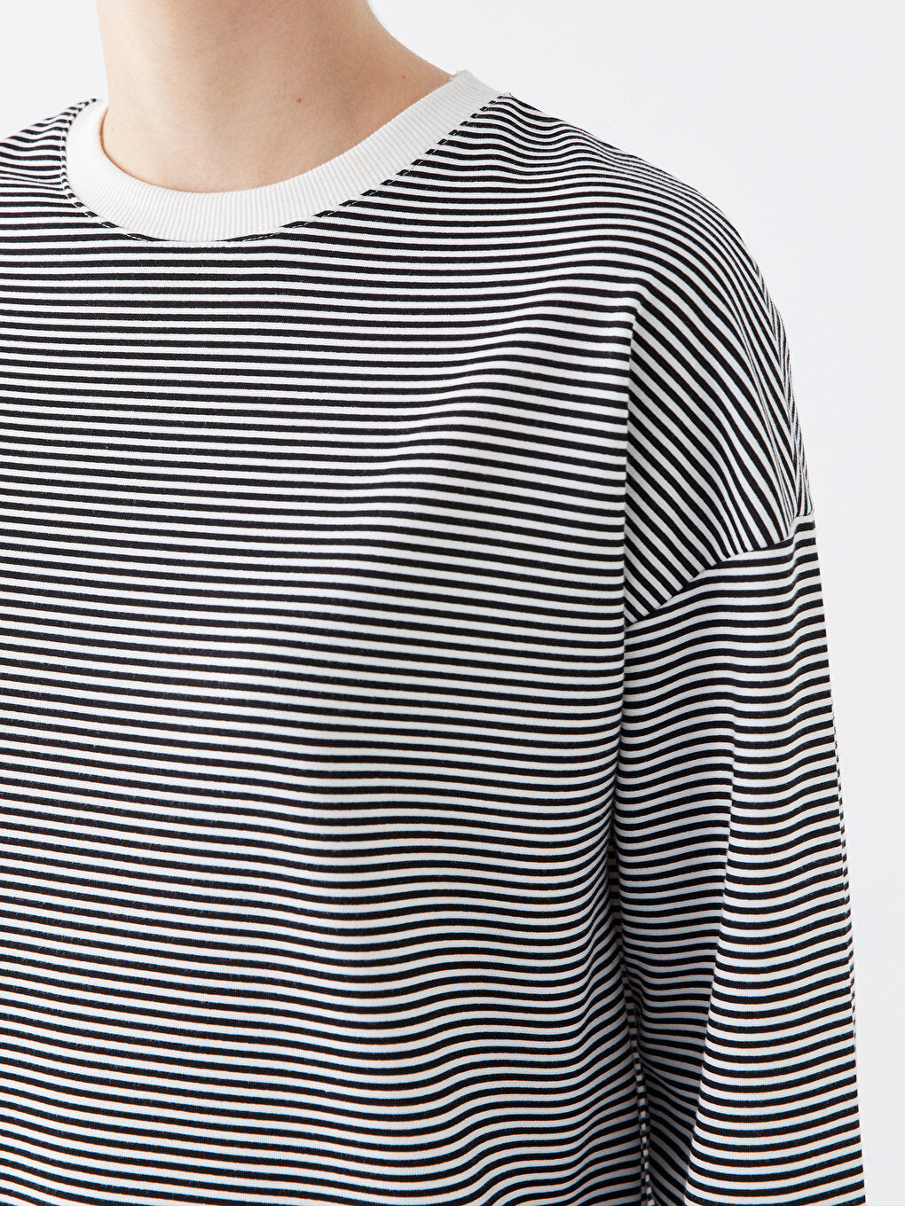 Crew Neck Striped Long Sleeve Women's Tunic