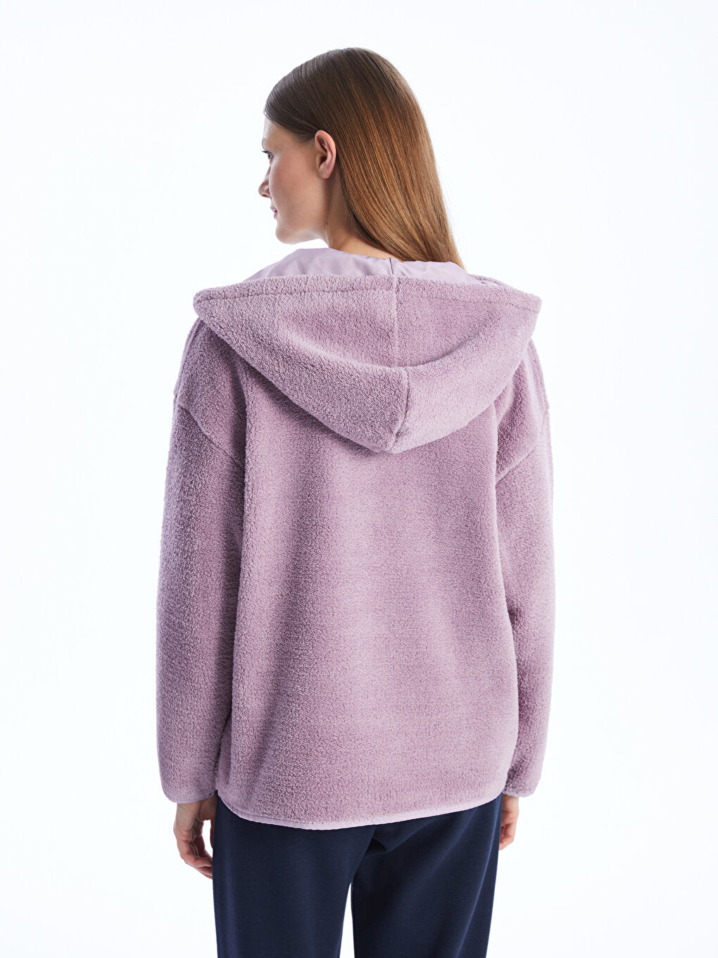 Hooded Plain Long Sleeve Oversize Women's Plush Tunic