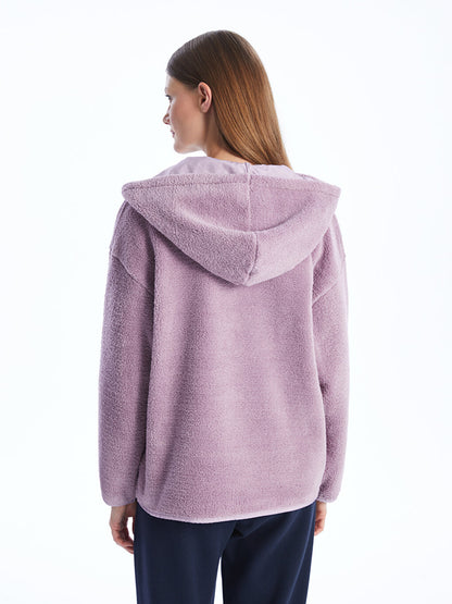 Hooded Plain Long Sleeve Oversize Women's Plush Tunic