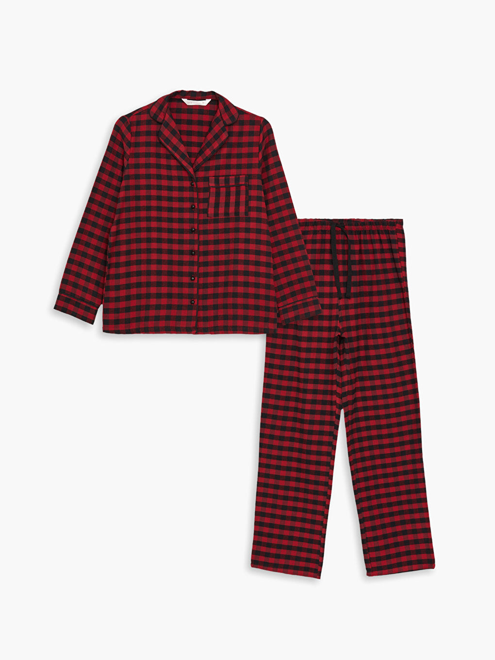 Shirt Collar Plaid Long Sleeve Women's Pajama Set