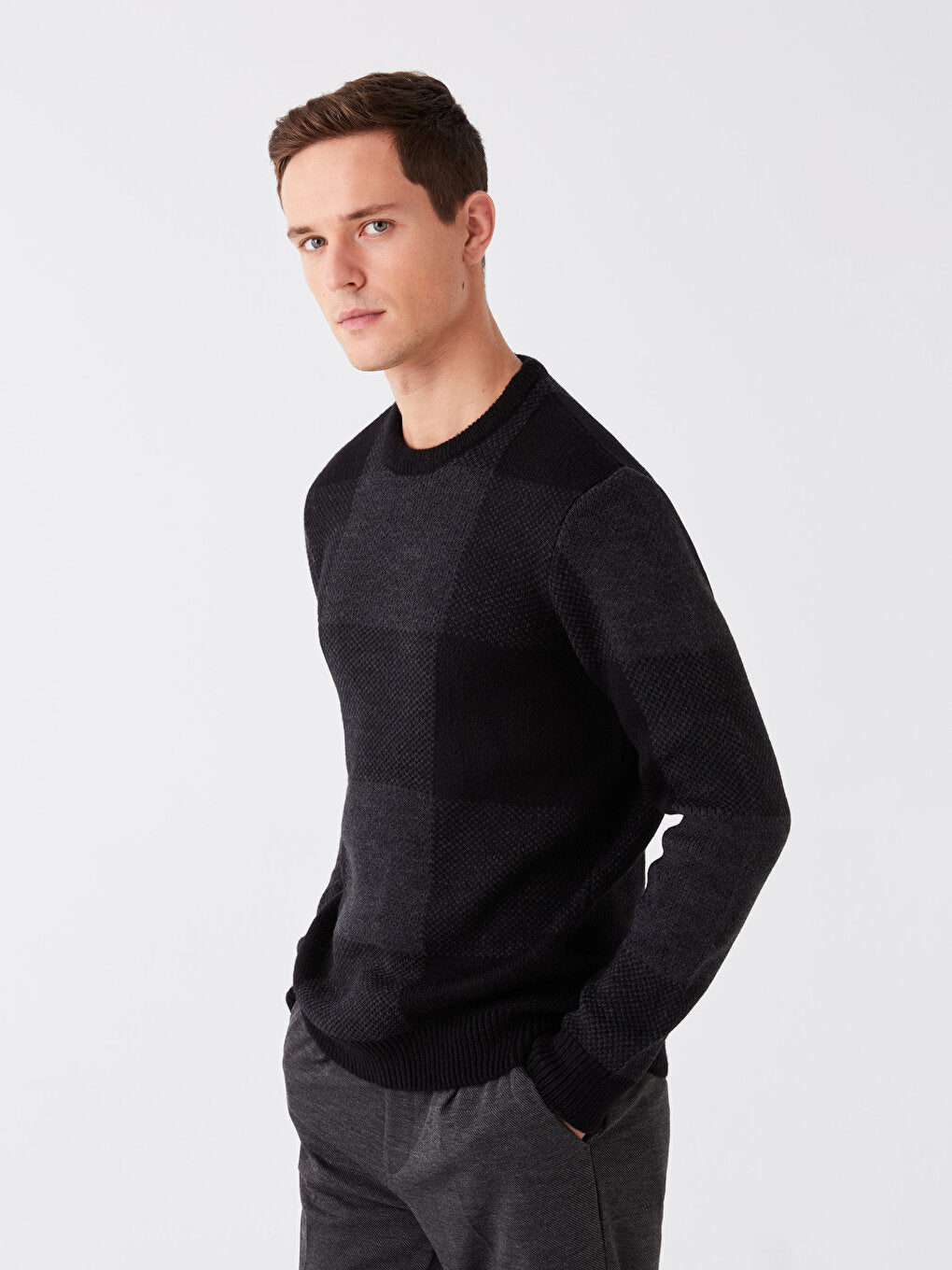 Crew Neck Long Sleeve Men's Knitwear Sweater