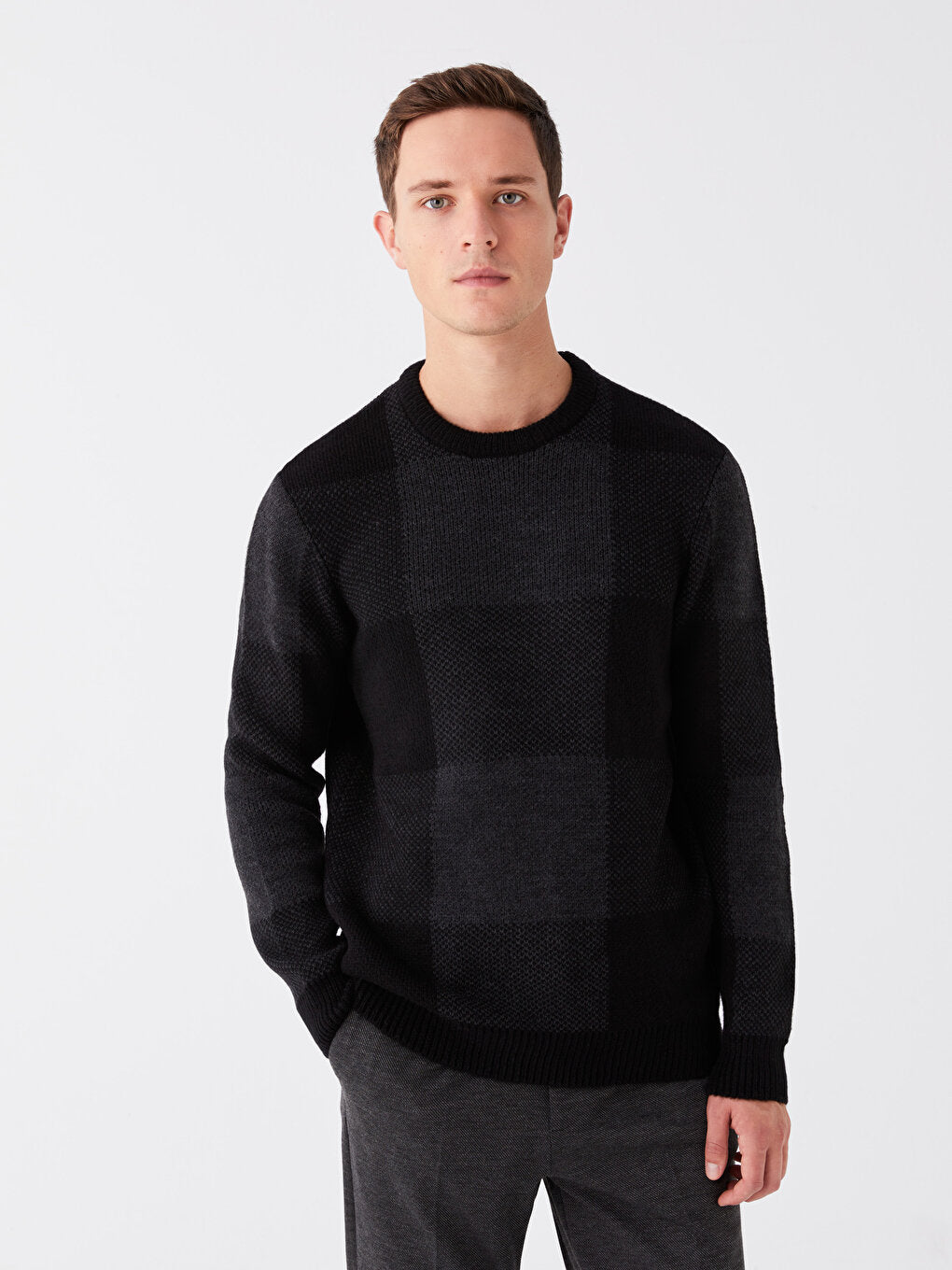 Crew Neck Long Sleeve Men's Knitwear Sweater