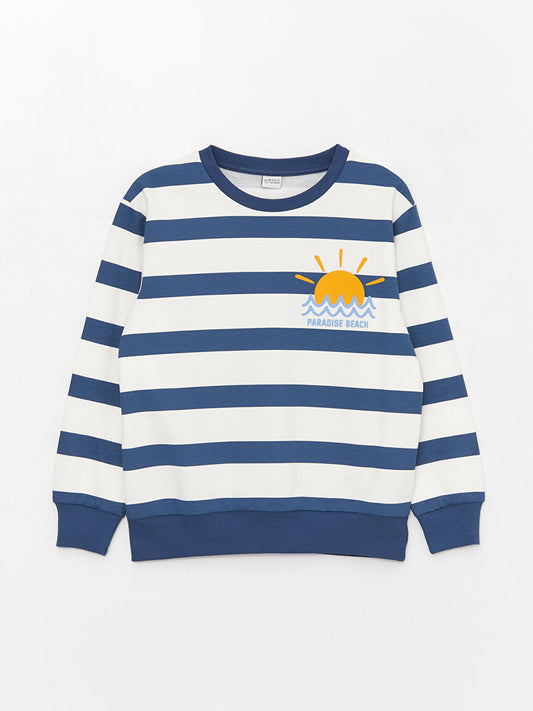 Crew Neck Striped Long Sleeve Boy's Sweatshirt