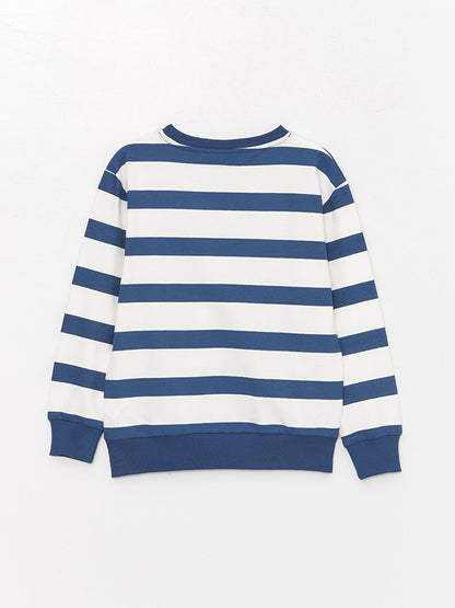 Crew Neck Striped Long Sleeve Boy's Sweatshirt