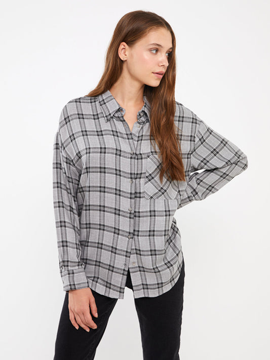 Plaid Long Sleeve Oversize Women's Shirt