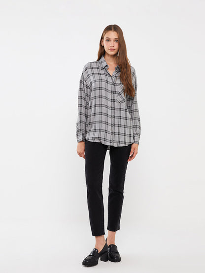 Plaid Long Sleeve Oversize Women's Shirt