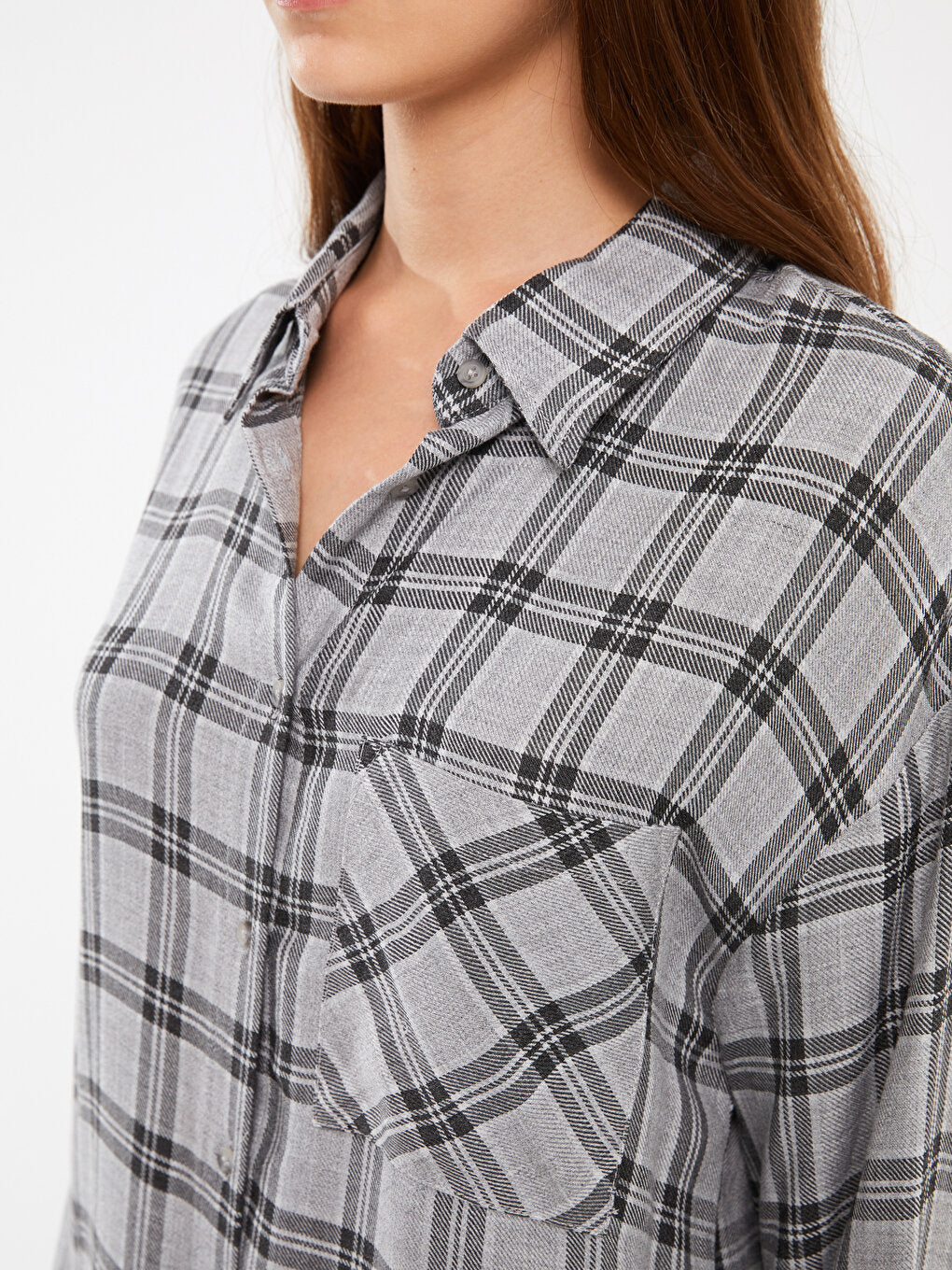 Plaid Long Sleeve Oversize Women's Shirt