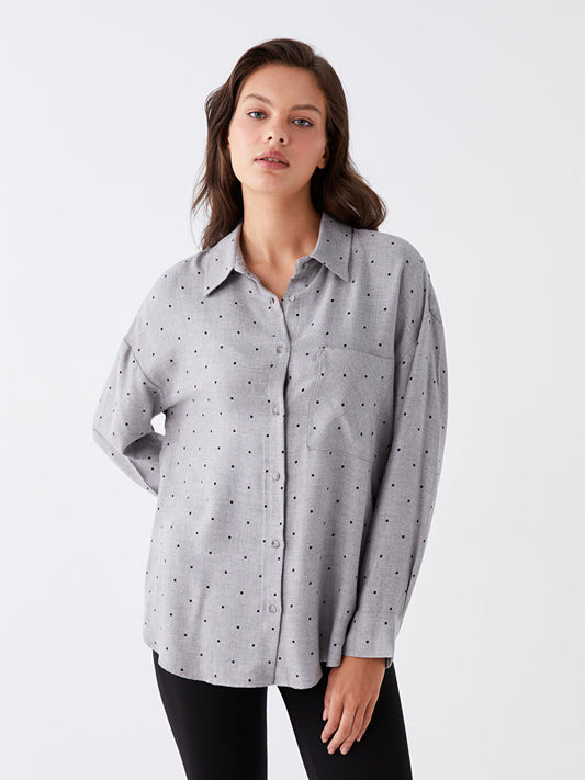 Polka Dot Long Sleeve Oversize Women's Shirt