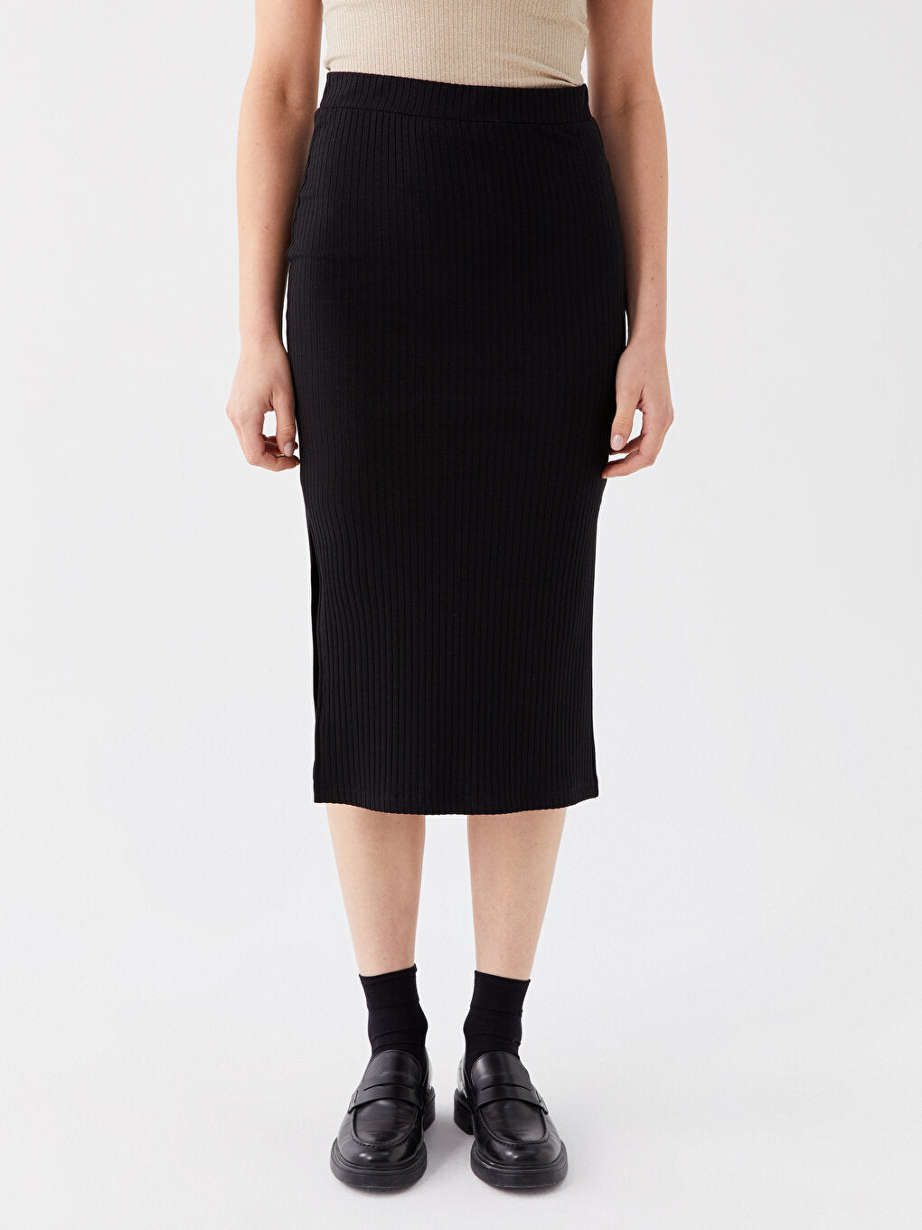 Women's Pencil Skirt with Elastic Waist