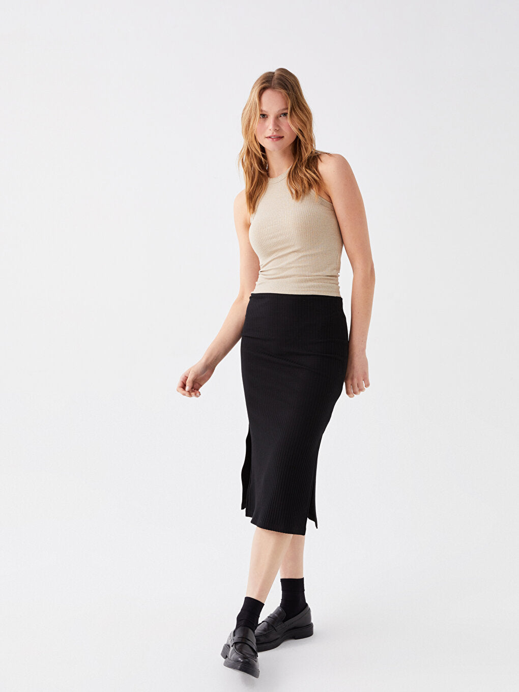 Women's Pencil Skirt with Elastic Waist