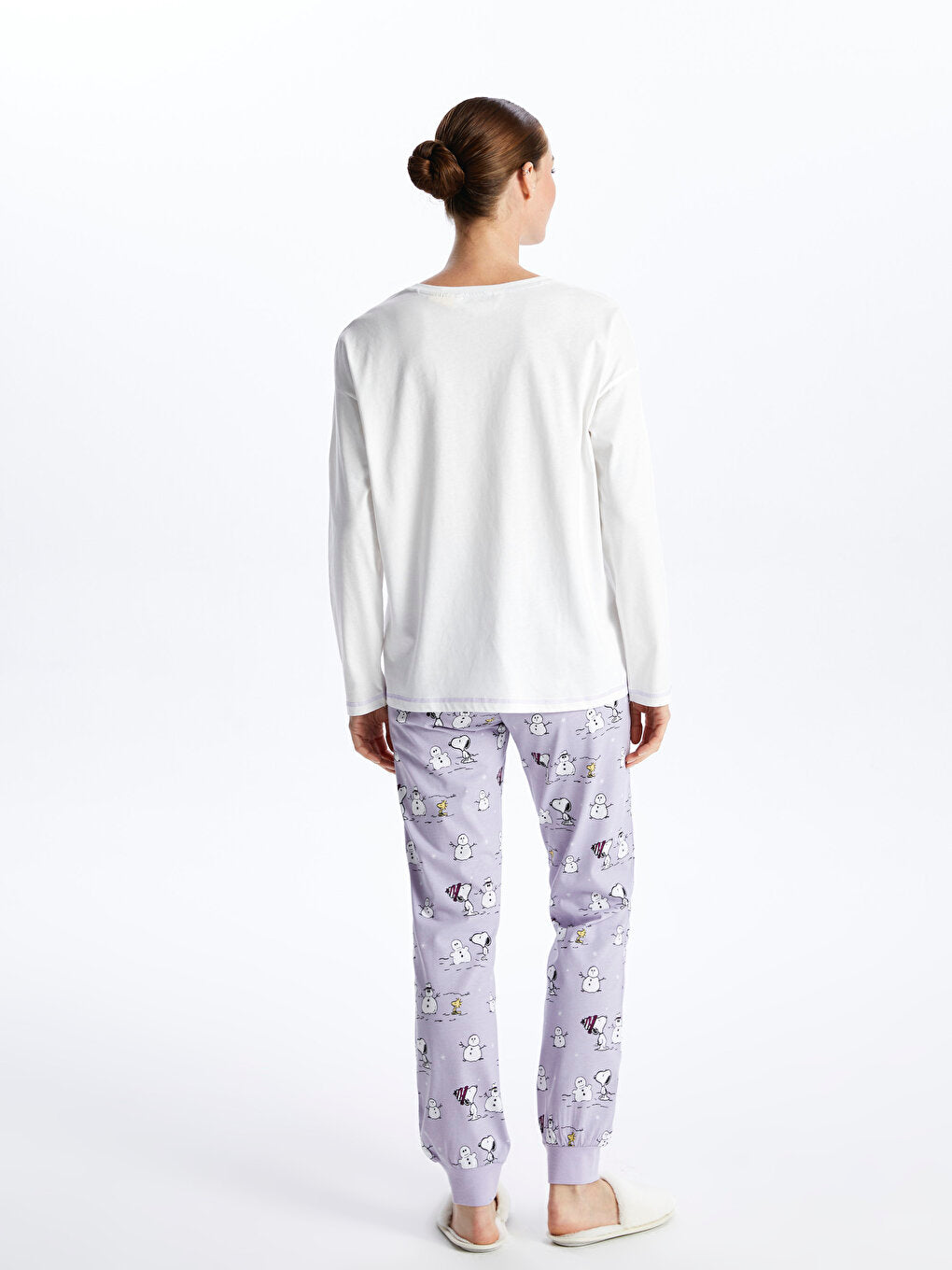 Crew Neck Snoopy Printed Long Sleeve Women's Pajama Set