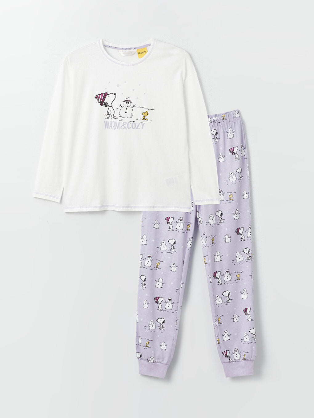 Crew Neck Snoopy Printed Long Sleeve Women's Pajama Set