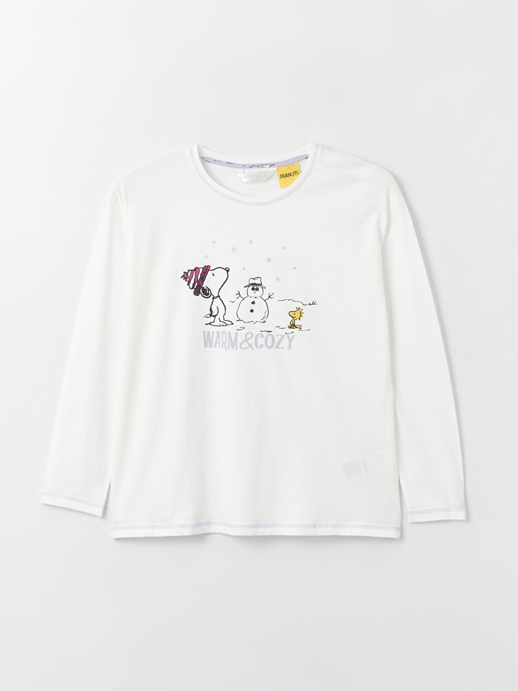 Crew Neck Snoopy Printed Long Sleeve Women's Pajama Set