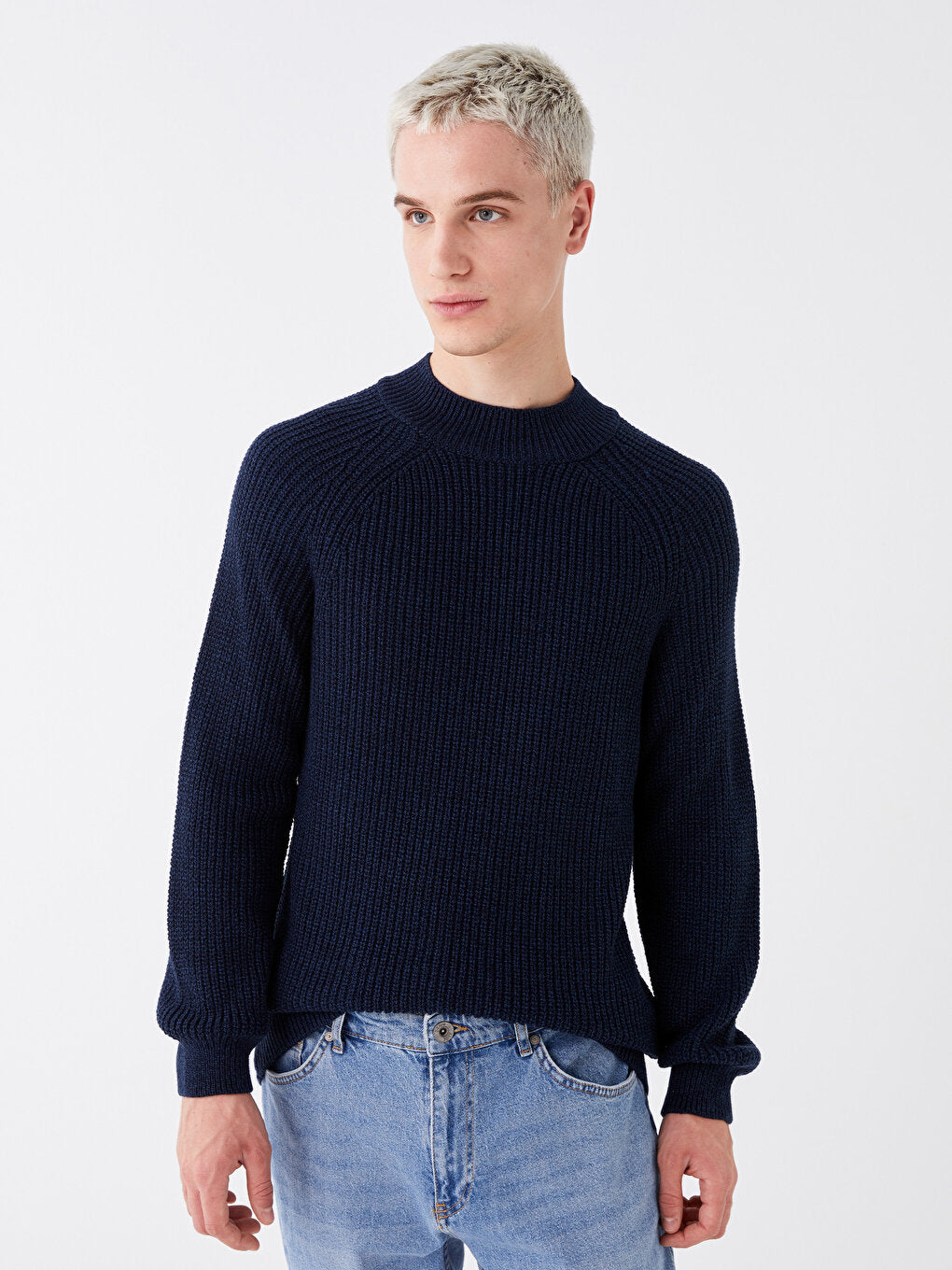 Half Turtleneck Long Sleeve Men's Knitwear Sweater