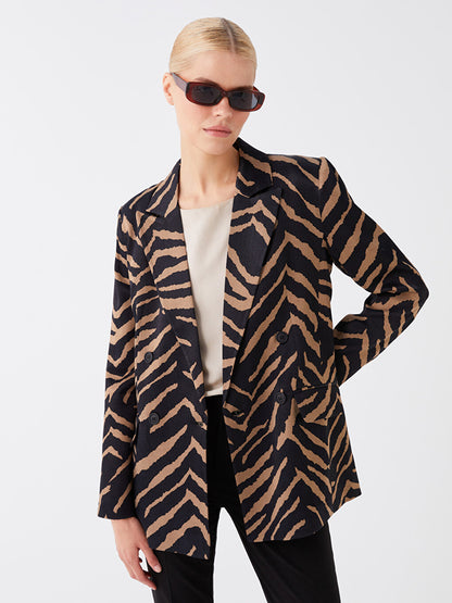 Patterned Long Sleeve Women's Blazer Jacket