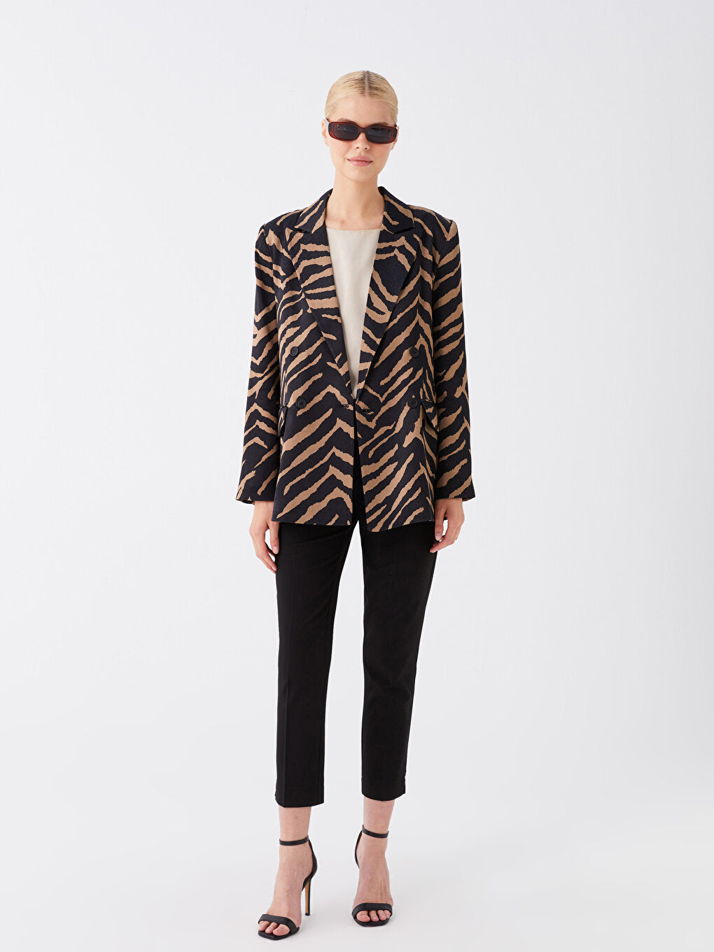 Patterned Long Sleeve Women's Blazer Jacket