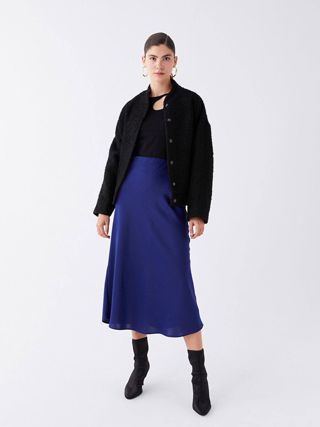 Standard Fit Plain Satin Women's Skirt