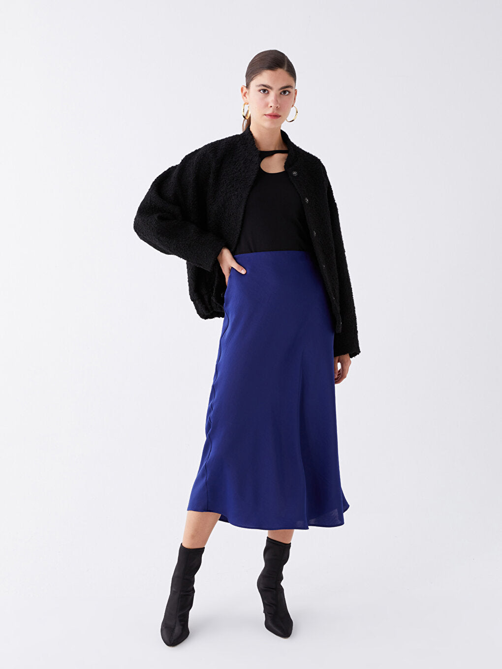 Standard Fit Plain Satin Women's Skirt