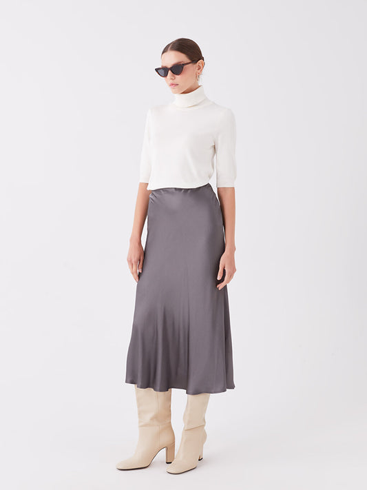 Standard Fit Plain Satin Women's Skirt