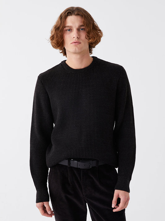 Crew Neck Long Sleeve Men's Knitwear Sweater