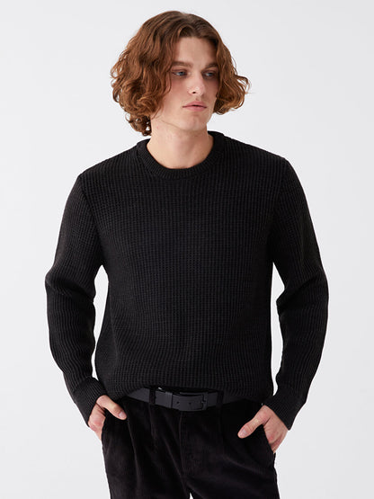 Crew Neck Long Sleeve Men's Knitwear Sweater