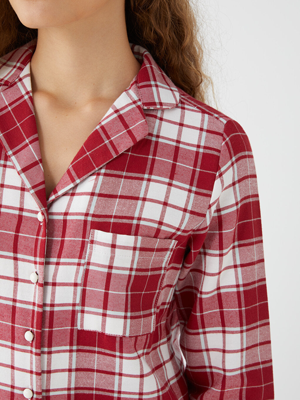 Shirt Collar Plaid Long Sleeve Women's Pajama Set