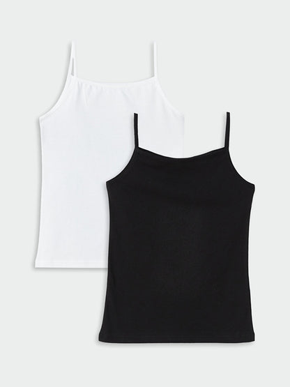 Square Neck Basic Strappy Girls Undershirt 2-pack