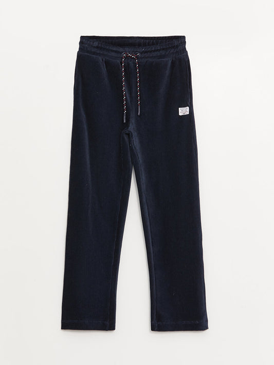 Basic Velvet Girls' Sweatpants with Elastic Waist