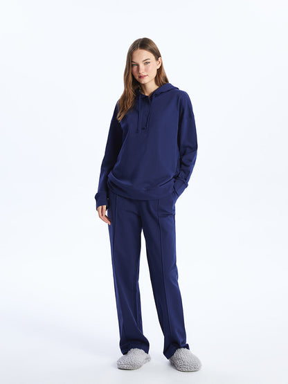 Hooded Plain Long Sleeve Women's Pajama Set