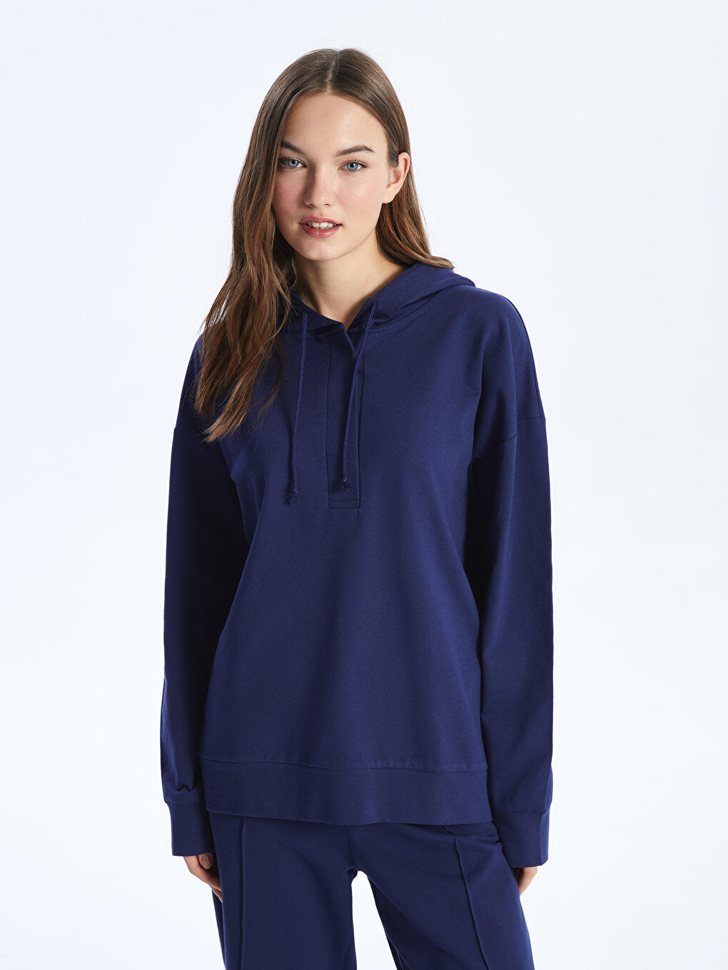 Hooded Plain Long Sleeve Women's Pajama Set