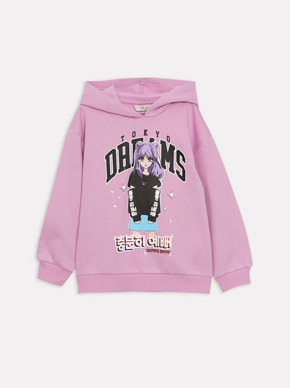 Printed Long Sleeve Girls' Hoodie