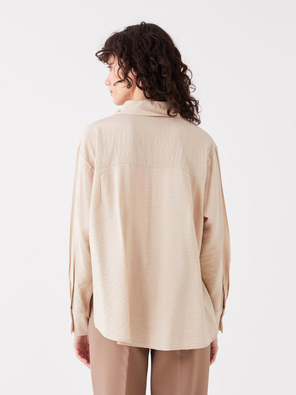 Plain Long Sleeve Oversize Women's Shirt