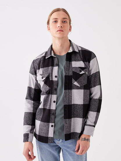 Regular Fit Long Sleeve Plaid Men's Lumberjack Shirt Jacket