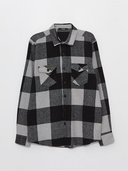 Regular Fit Long Sleeve Plaid Men's Lumberjack Shirt Jacket