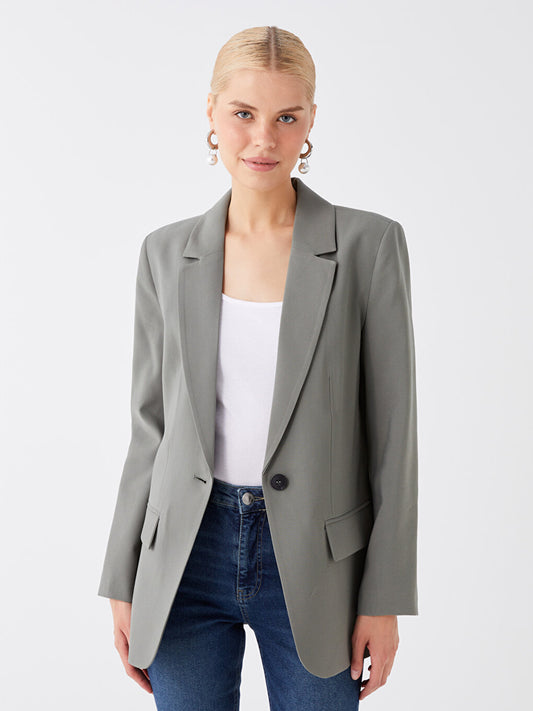 Plain Long Sleeve Women's Blazer Jacket