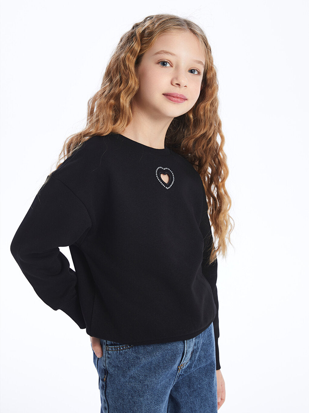 Crew Neck Long Sleeve Girl's Sweatshirt