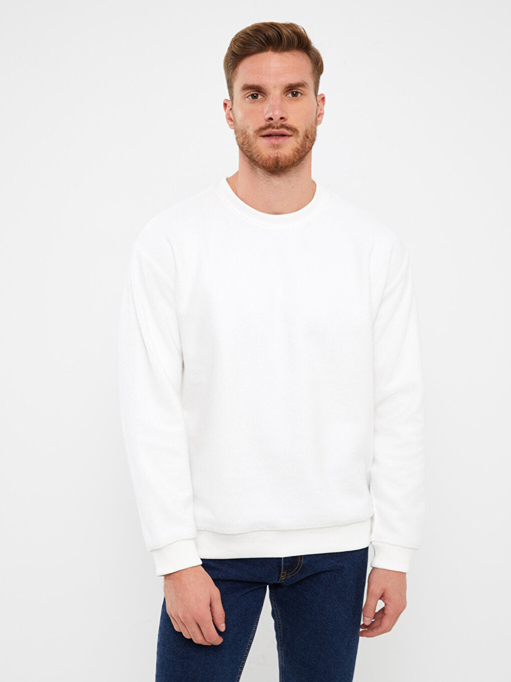 Crew Neck Long Sleeve Fleece Men's Sweatshirt