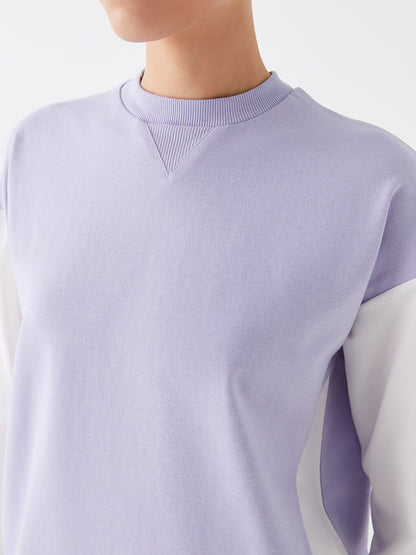 High Collar Plain Long Sleeve Women's Sweatshirt Tunic