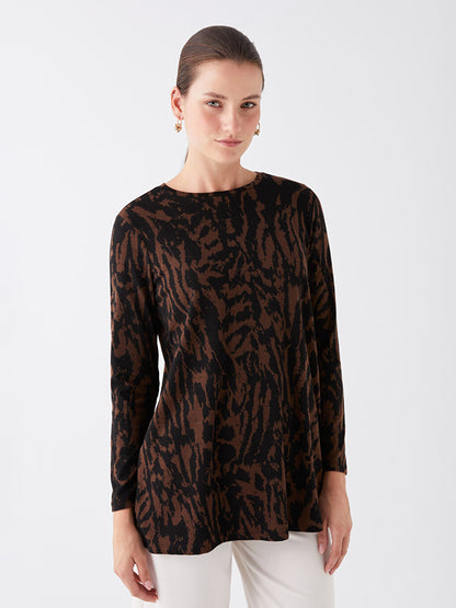 Crew Neck Patterned Long Sleeve Women's Tunic