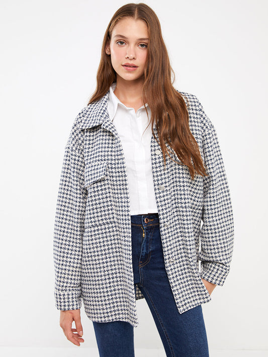 Patterned Oversize Women's Lumberjack Shirt Jacket