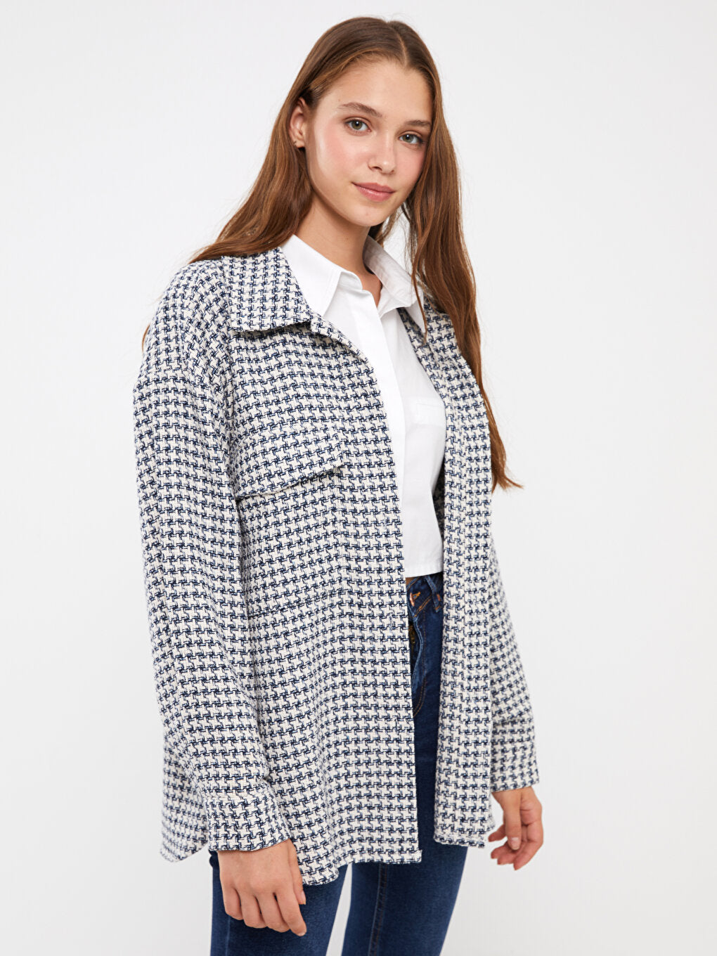 Patterned Oversize Women's Lumberjack Shirt Jacket